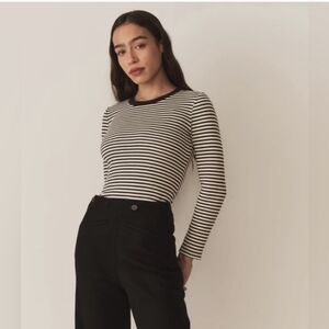 NWT Doen Annie Tee in Black Venetia Stripe
